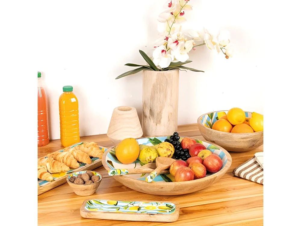 Corbeille en Manguier et Résine Citron