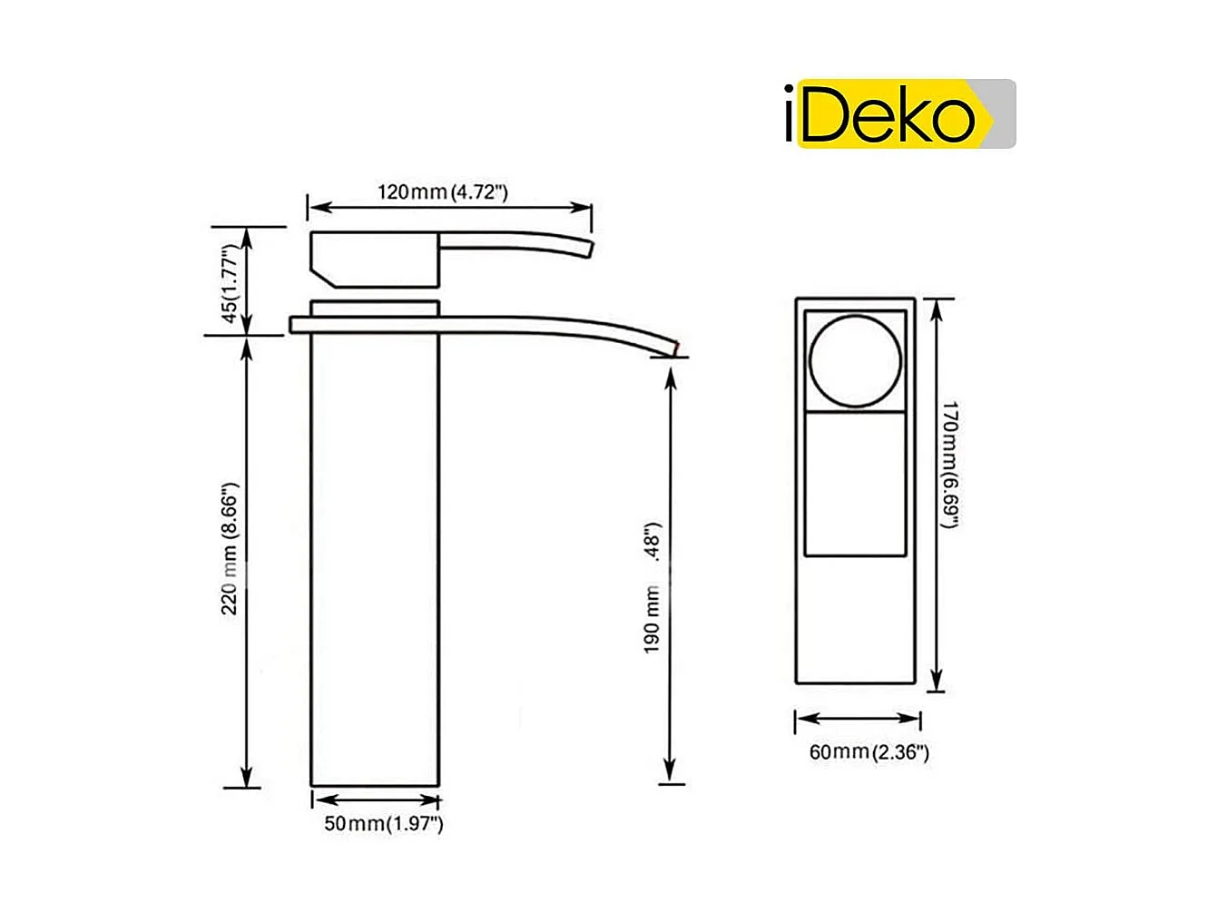 Robinet salle de bain Robinet de lavabo haut noir cascade vasque