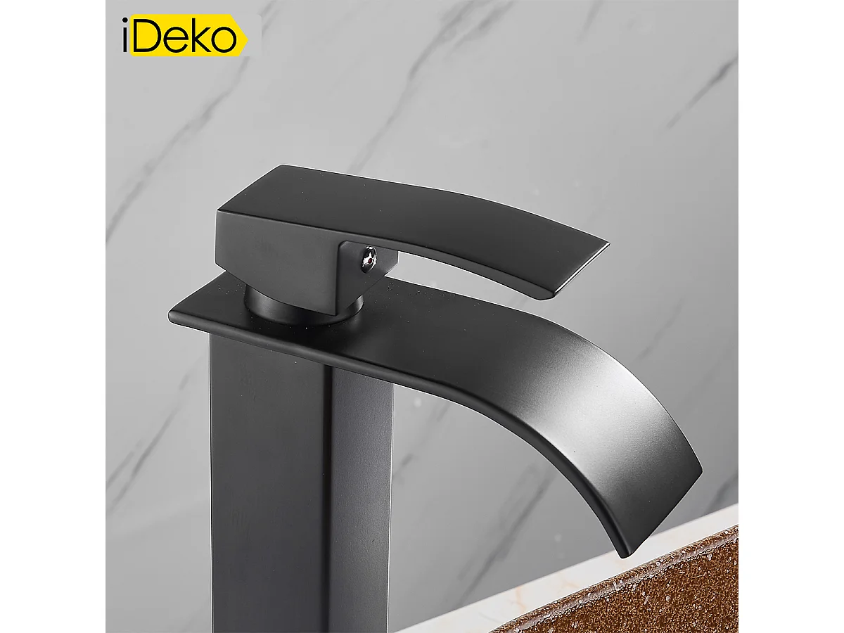 Robinet salle de bain Robinet de lavabo haut noir cascade vasque