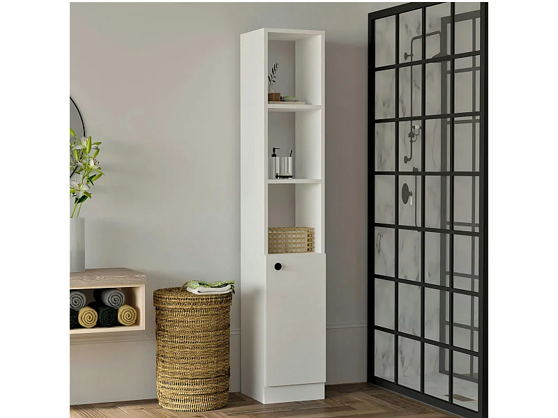 Colonne salle de bains blanche, 1 porte 3 niches MARFA