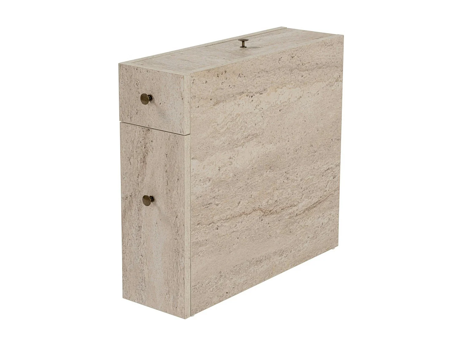 Meuble WC effet travertin, 2 tiroirs 1 porte MARFA
