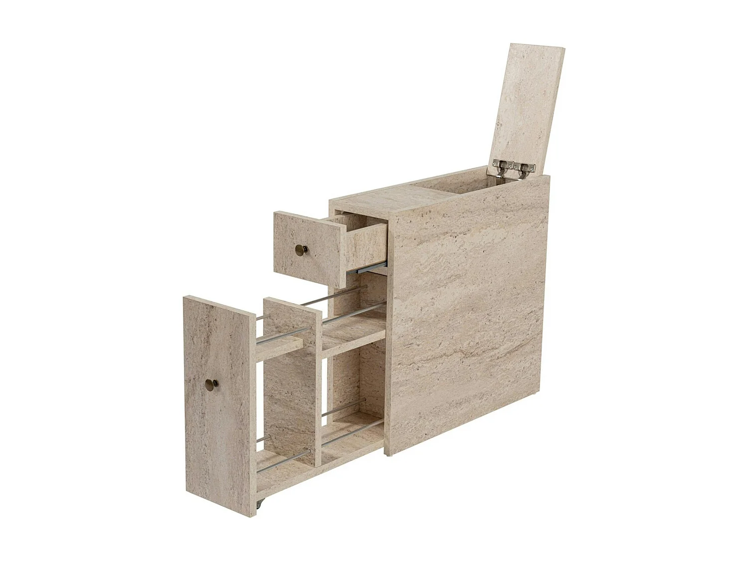 Meuble WC effet travertin, 2 tiroirs 1 porte MARFA