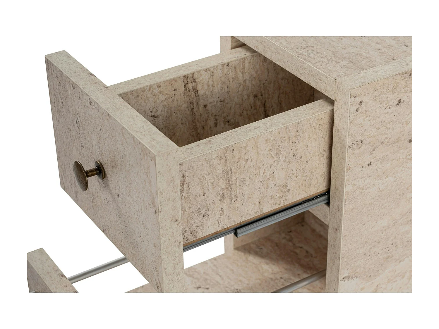 Meuble WC effet travertin, 2 tiroirs 1 porte MARFA