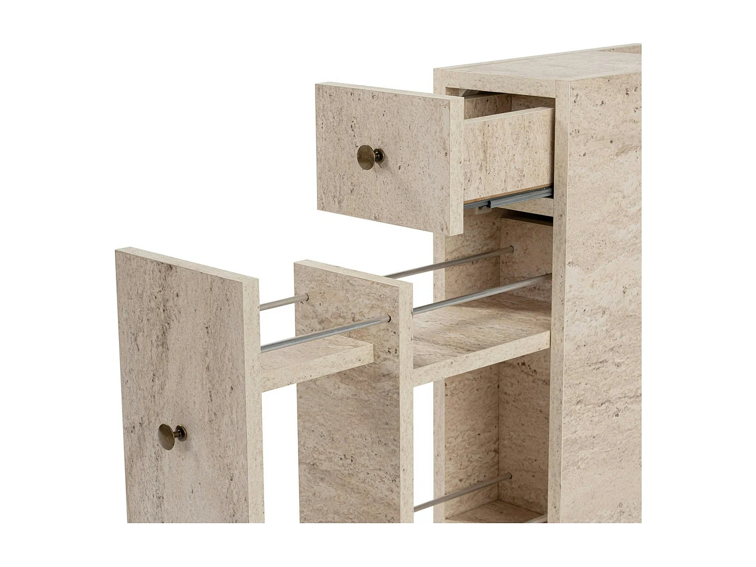 Meuble WC effet travertin, 2 tiroirs 1 porte MARFA