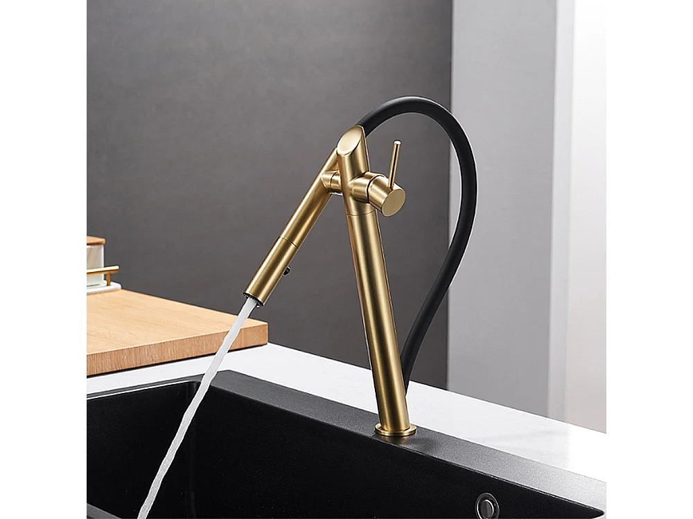 Robinet de cuisine de luxe en laiton Robinet d'évier de haut gamme Collection Style Moderne Avenir Doré