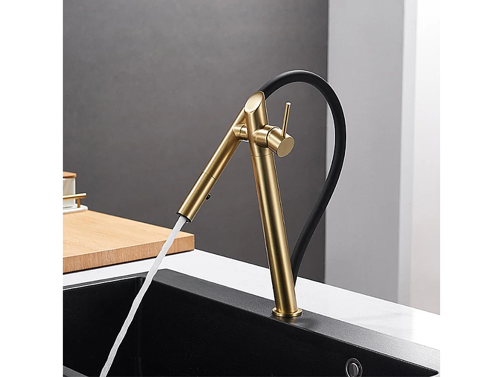 Robinet de cuisine de luxe en laiton Robinet d'évier de haut gamme Collection Style Moderne Avenir Doré