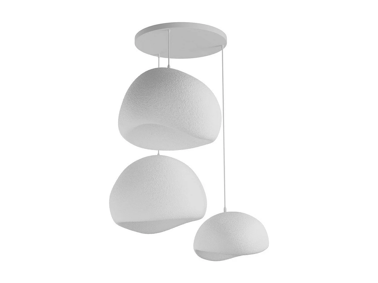 Suspension blanche moderne 3 abat-jour organiques 76 cm NOXIS