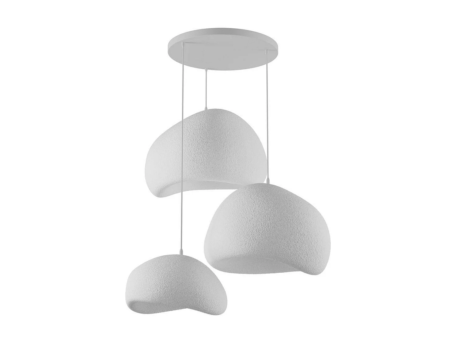 Suspension blanche moderne 3 abat-jour organiques 76 cm NOXIS