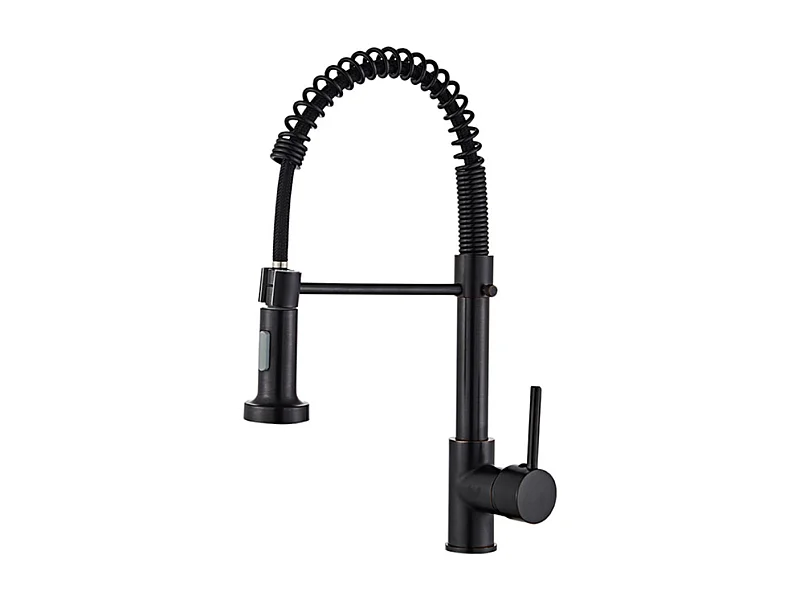 Robinet de cuisine multifonction Pro à 2 jets rotation à 360 degrés noir moderne
