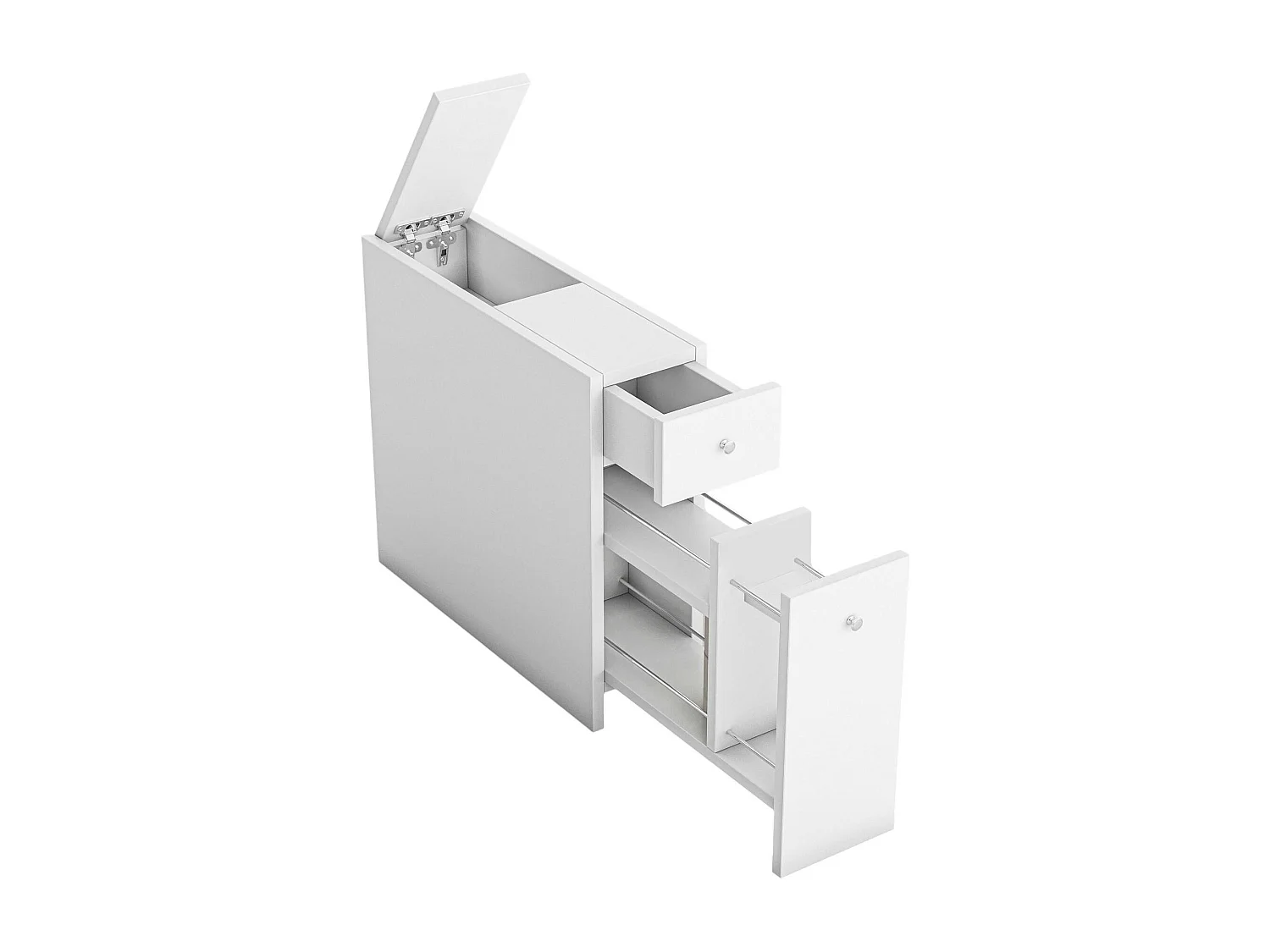 Meuble WC blanc, 2 tiroirs rangement 1 porte MARFA