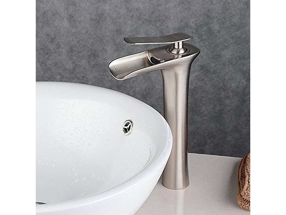 Robinet de salle de bain, mitigeur de lavabo haut, bronze nickelé