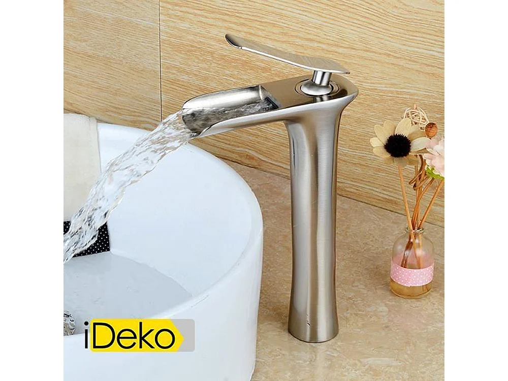 Robinet de salle de bain, mitigeur de lavabo haut, bronze nickelé