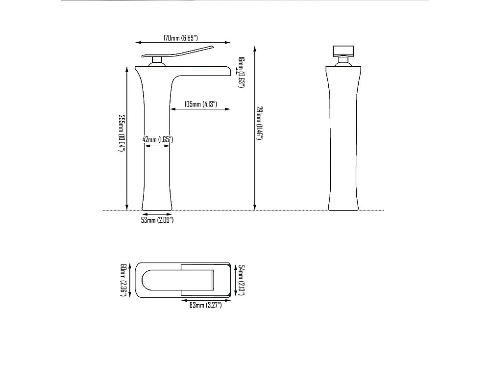 Robinet de salle de bain, mitigeur de lavabo haut, bronze nickelé