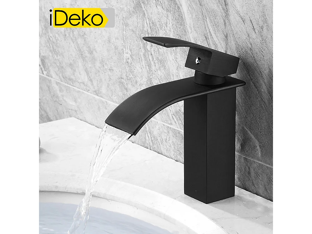 Robinet de lavabo monocommande, cascade peinte en noir