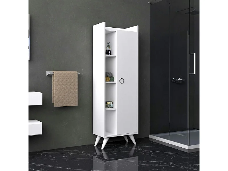 Colonne salle de bains blanche, rangements mixtes MARFA