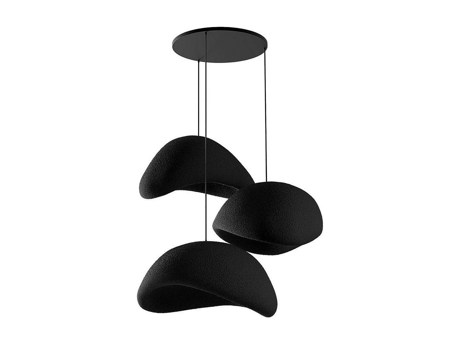 Suspension noire design 3 lampes wabi-sabi 90 cm NOXIS