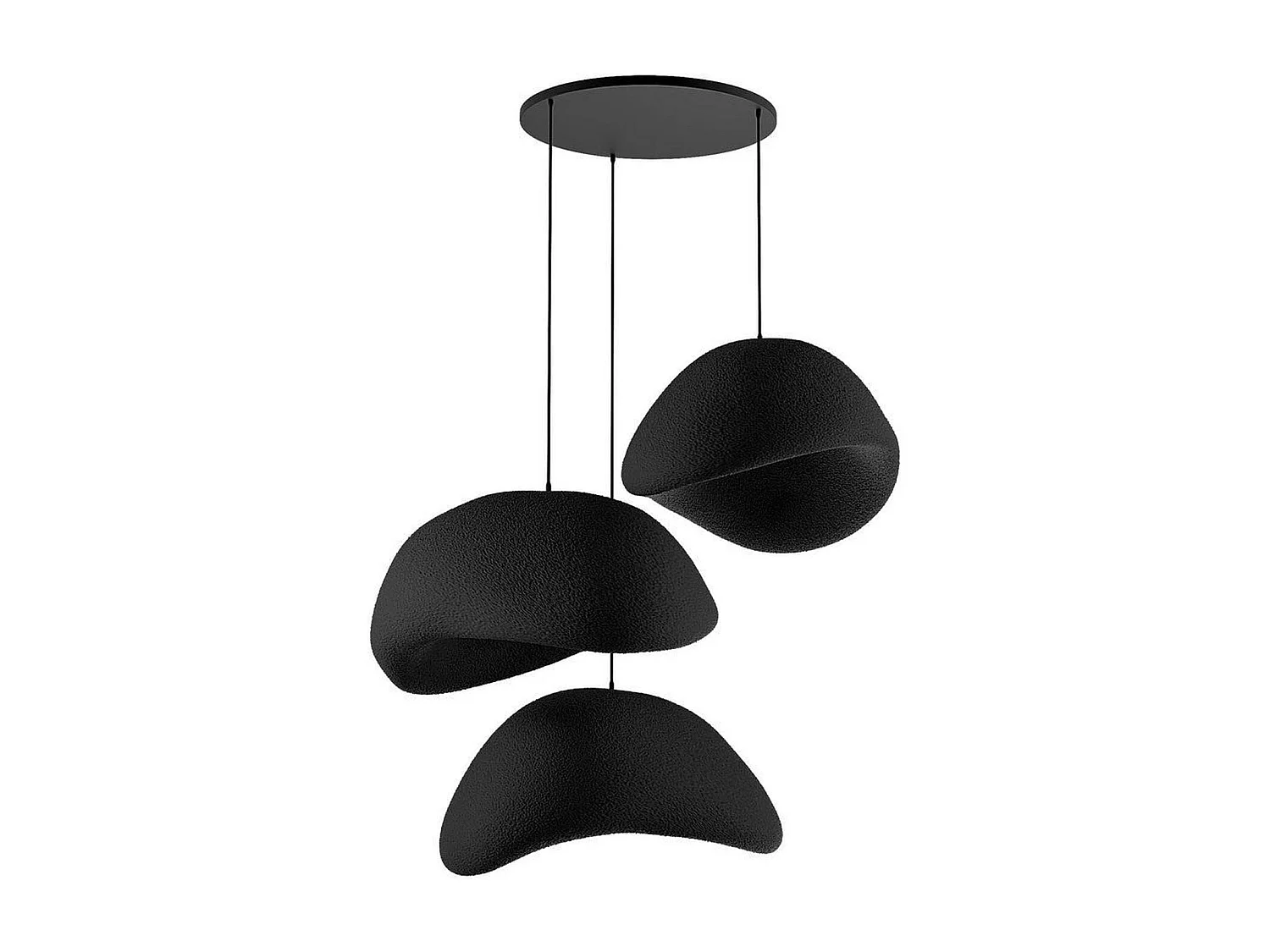 Suspension noire design 3 lampes wabi-sabi 90 cm NOXIS