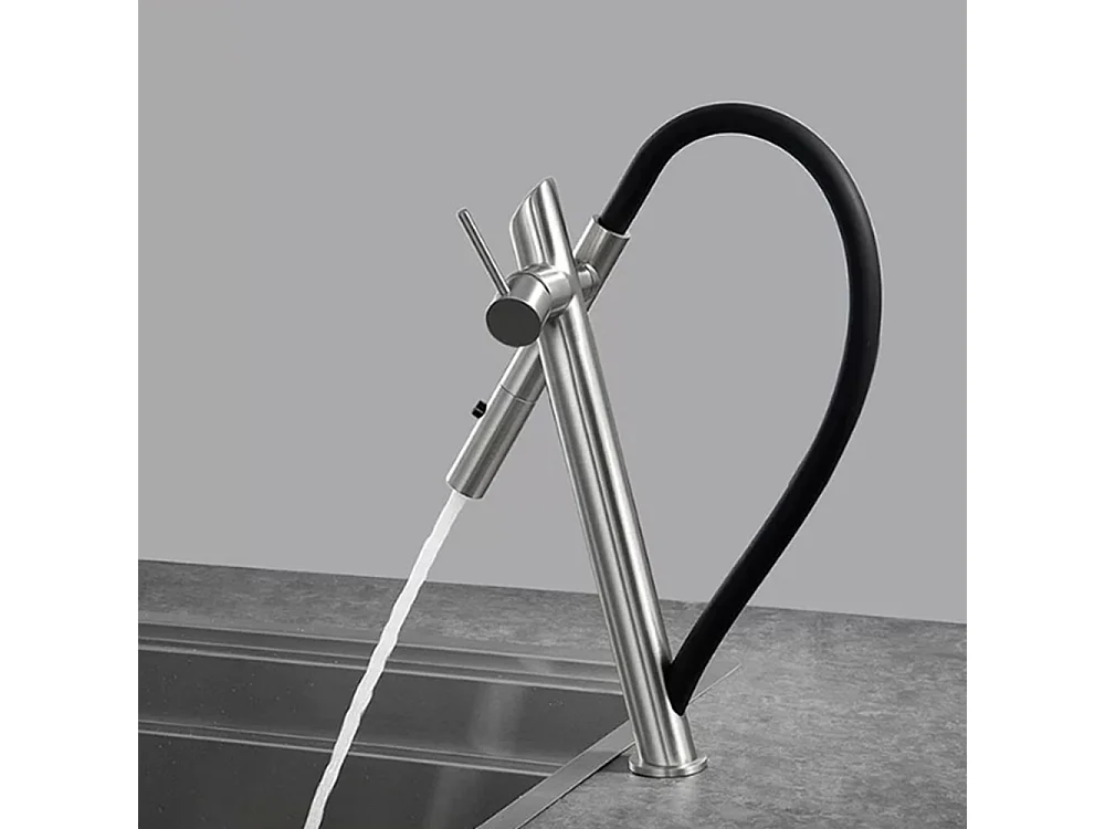 Robinet de cuisine de luxe en laiton Robinet d'évier de haut gamme Collection Style Moderne Avenir Brossé nickel