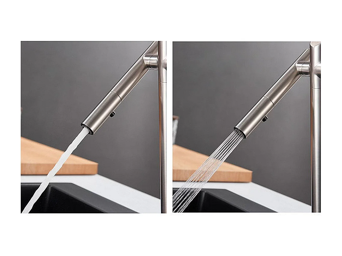 Robinet de cuisine de luxe en laiton Robinet d'évier de haut gamme Collection Style Moderne Avenir Brossé nickel