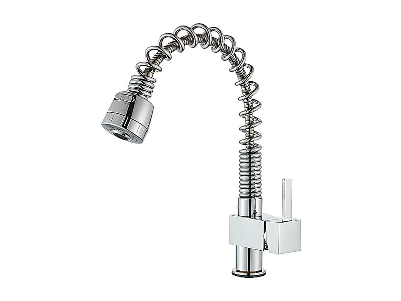 Robinet de cuisine à 2 jets avec douchette extractible flexible en laiton chromé