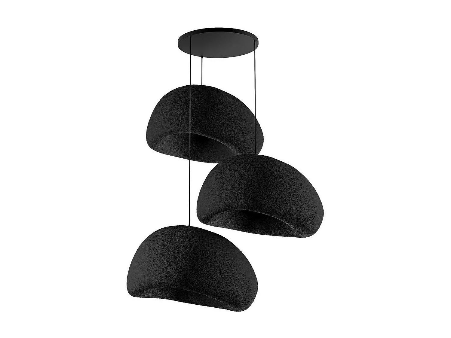 Suspension salon design noire 3 abat-jour 80 cm NOXIS