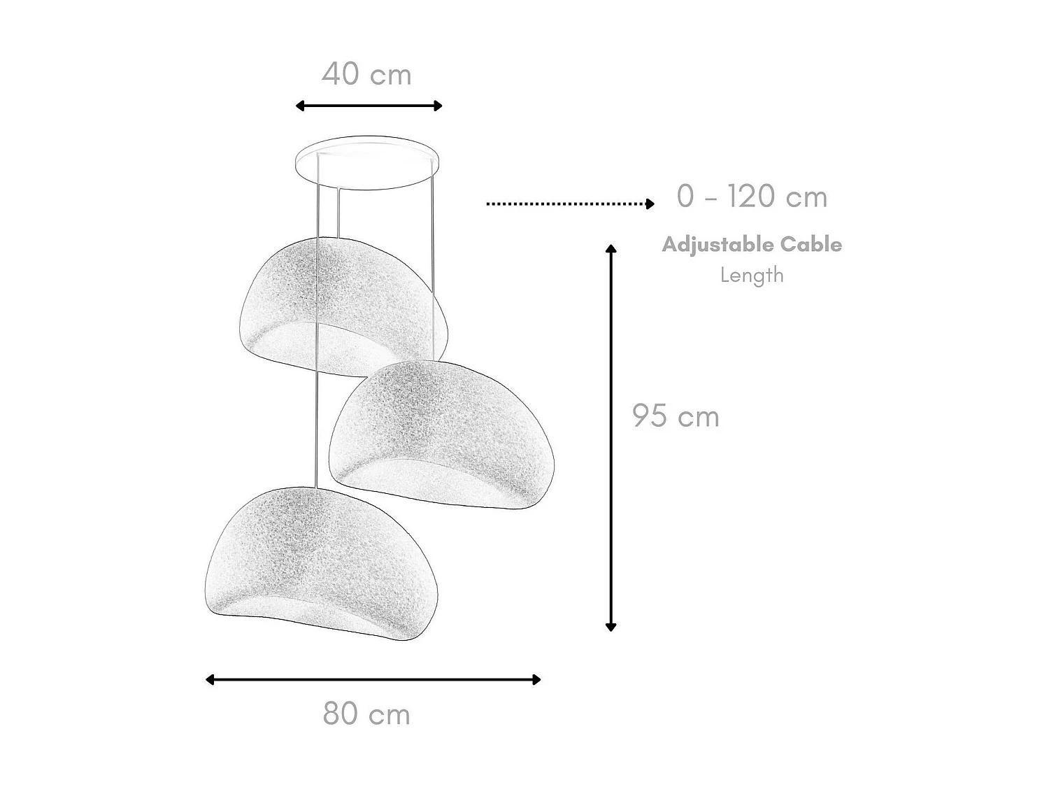 Suspension salon design noire 3 abat-jour 80 cm NOXIS