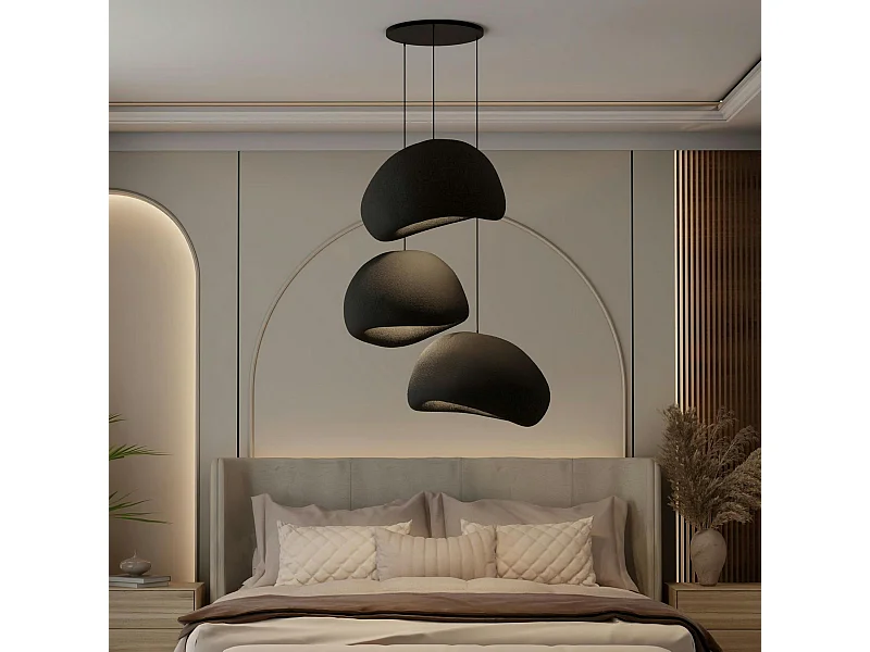 Suspension salon design noire 3 abat-jour 80 cm NOXIS