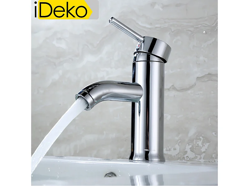 Robinet de salle de bain cascade chromé vintage avec mitigeur et flexible