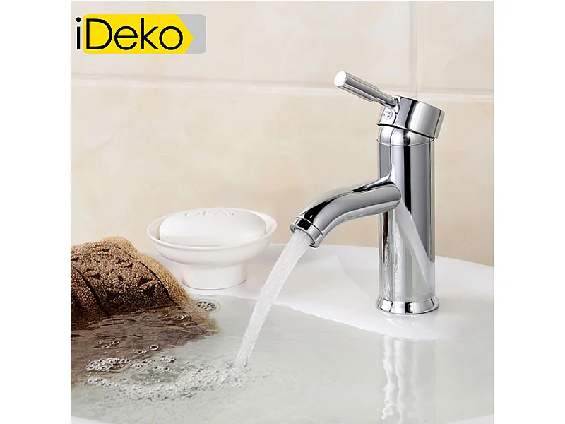 Robinet de salle de bain cascade chromé vintage avec mitigeur et flexible