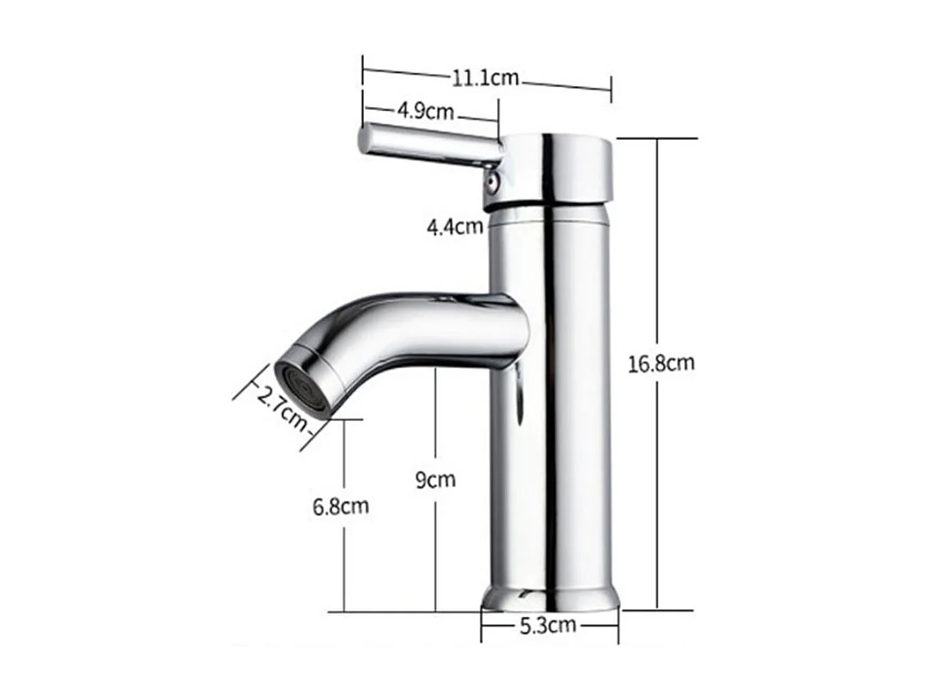Robinet de salle de bain cascade chromé vintage avec mitigeur et flexible