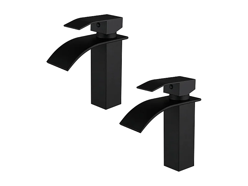 2x Robinets de salle de bain mitigeur de lavabo cascade peint en noir