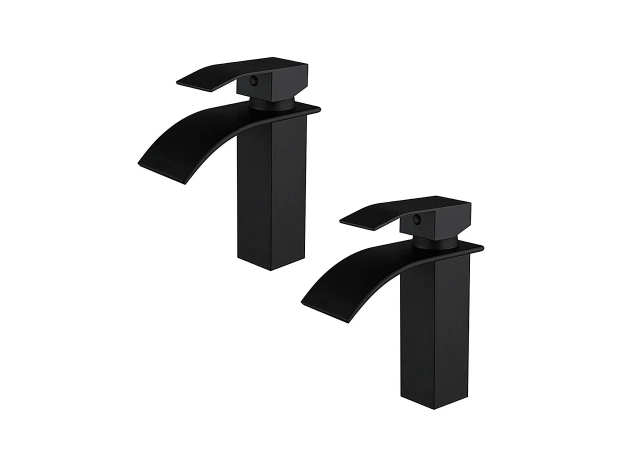 2x Robinets de salle de bain mitigeur de lavabo cascade peint en noir