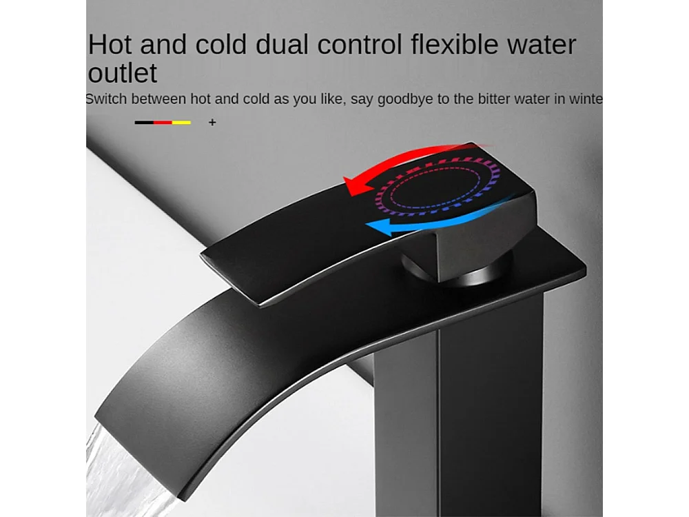 2x Robinets de salle de bain mitigeur de lavabo cascade peint en noir