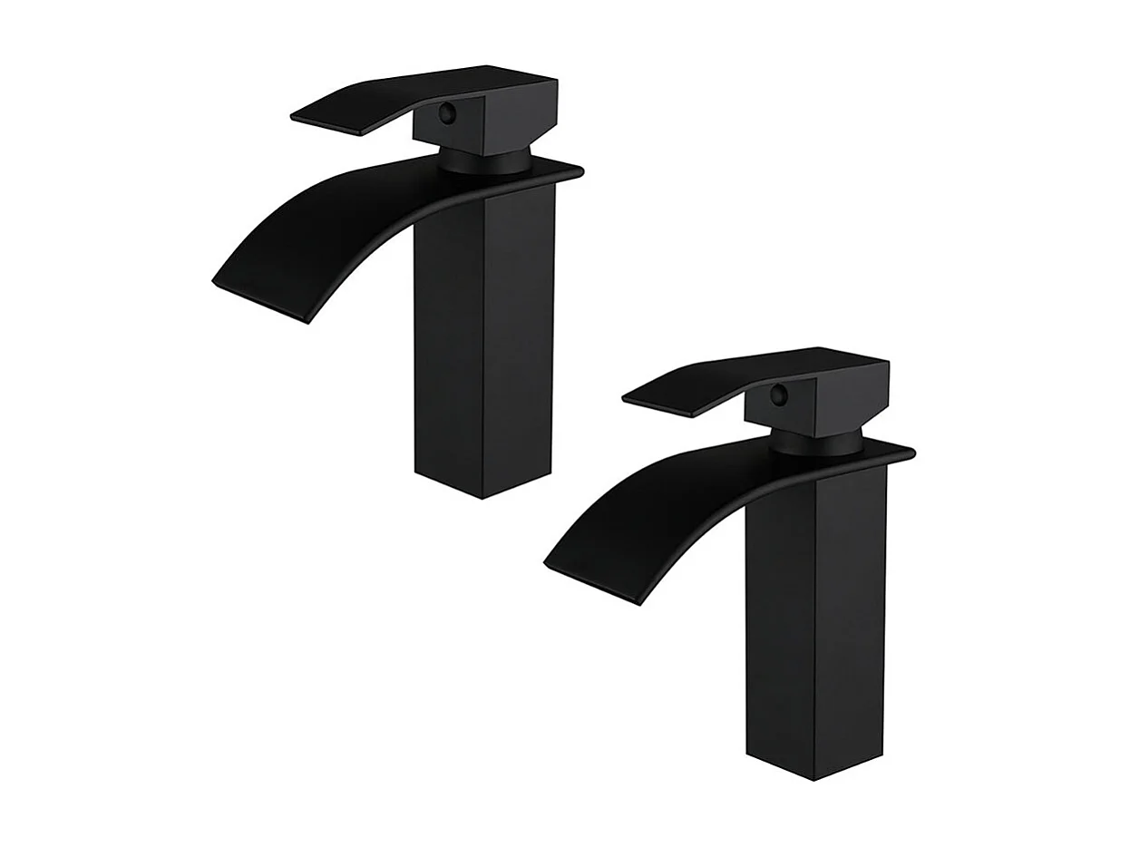 2x Robinets de salle de bain mitigeur de lavabo cascade peint en noir