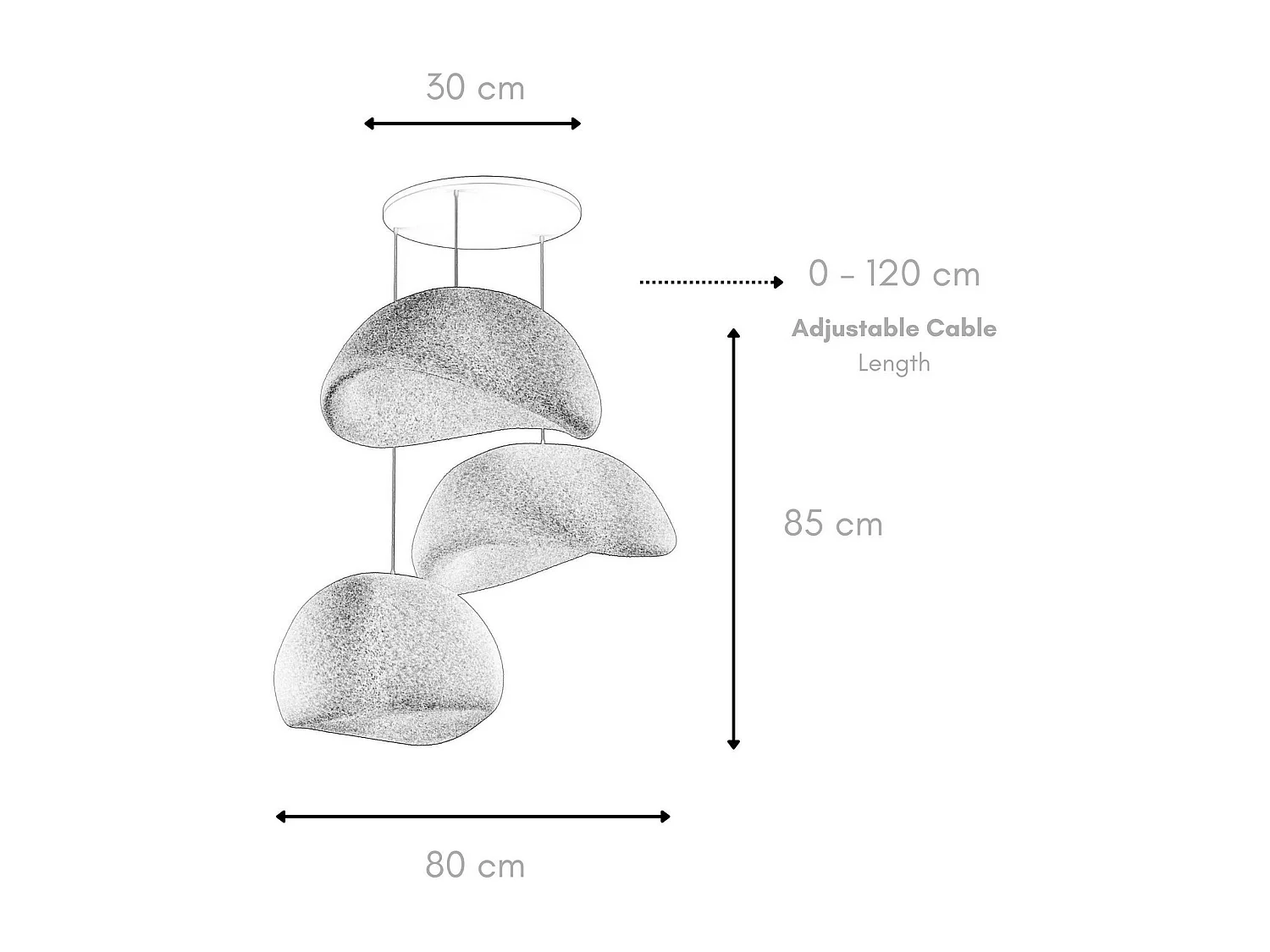 Suspension blanche 3 lampes design organique 80 cm NOXIS