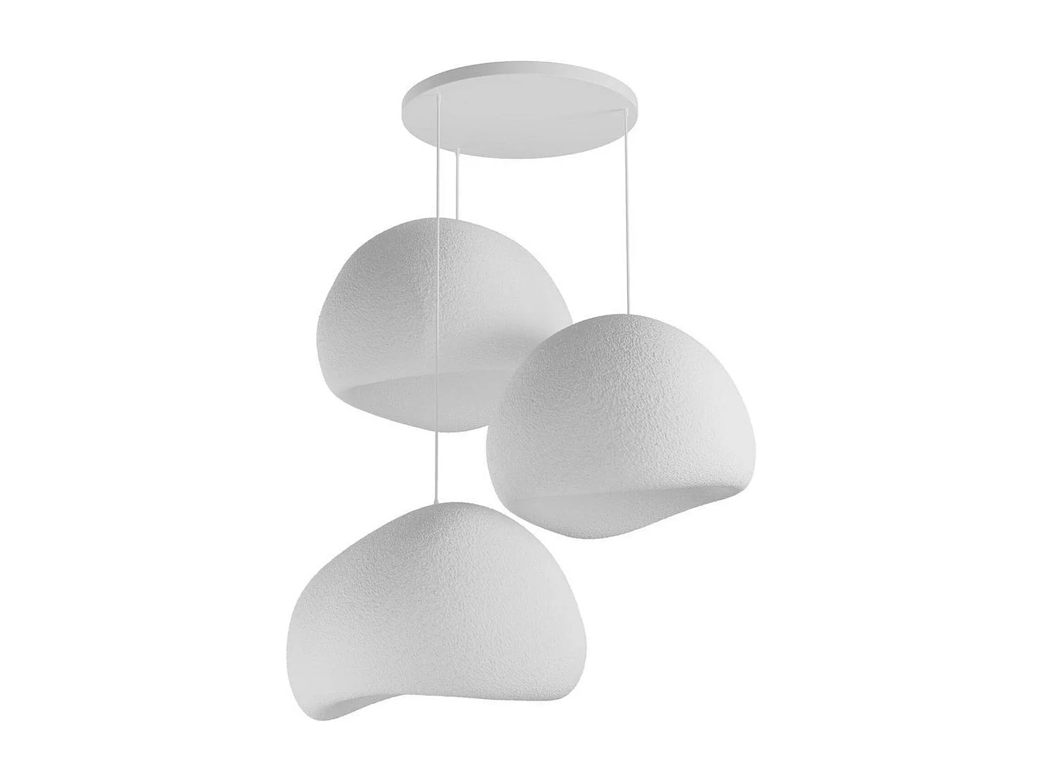 Suspension blanche design 3 abat-jour organiques 42 cm NOXIS