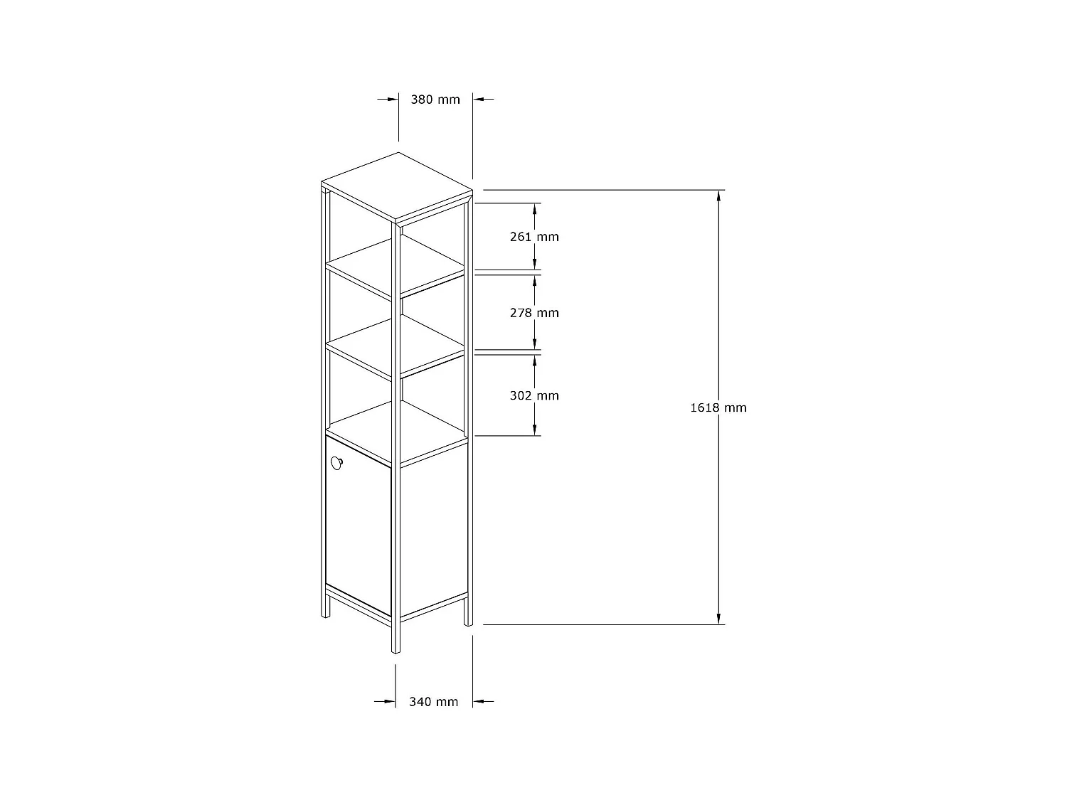 Colonne salle de bains effet chêne 1 porte 3 étagères JENA