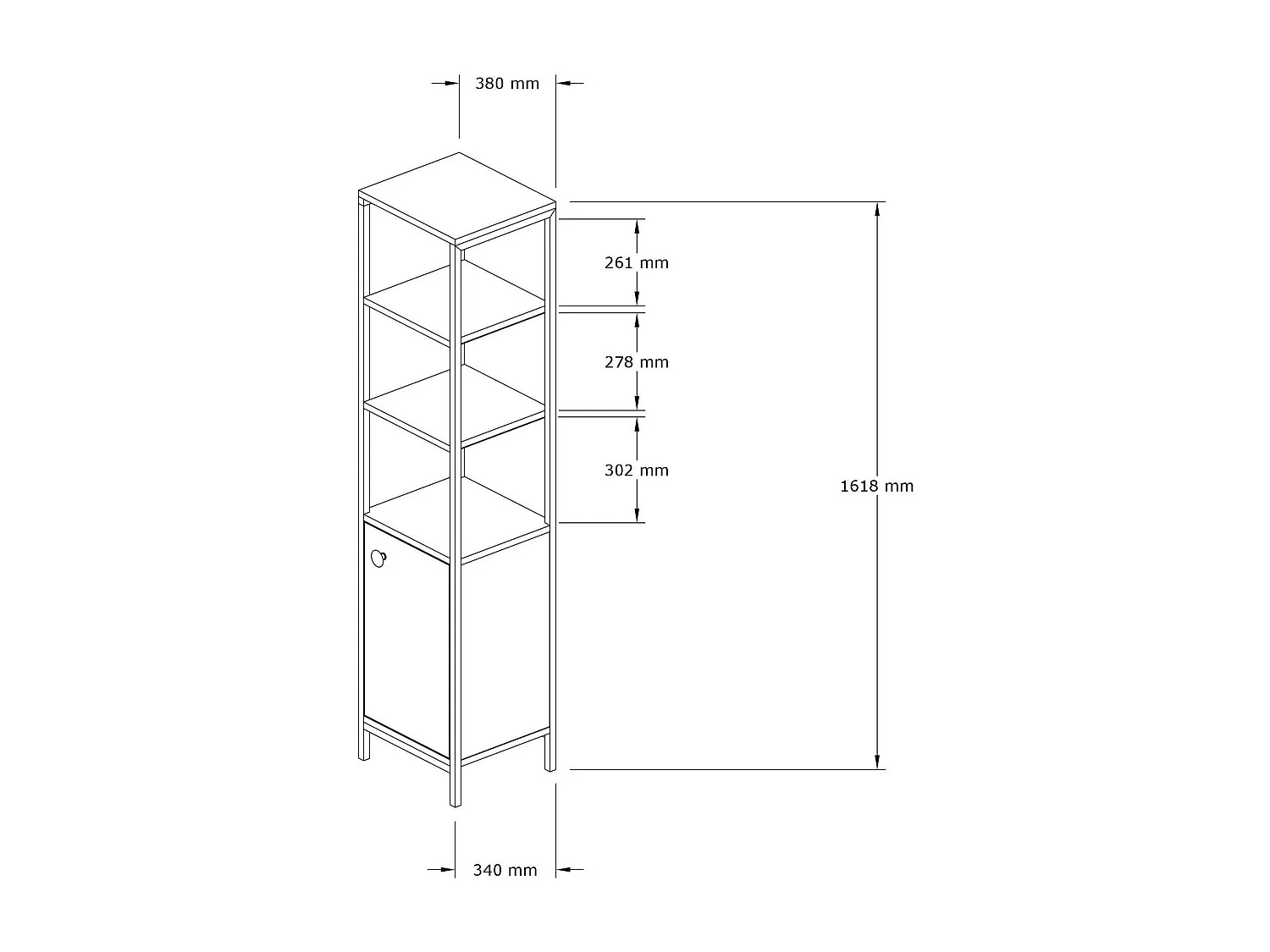 Colonne salle de bains effet chêne 1 porte 3 étagères JENA