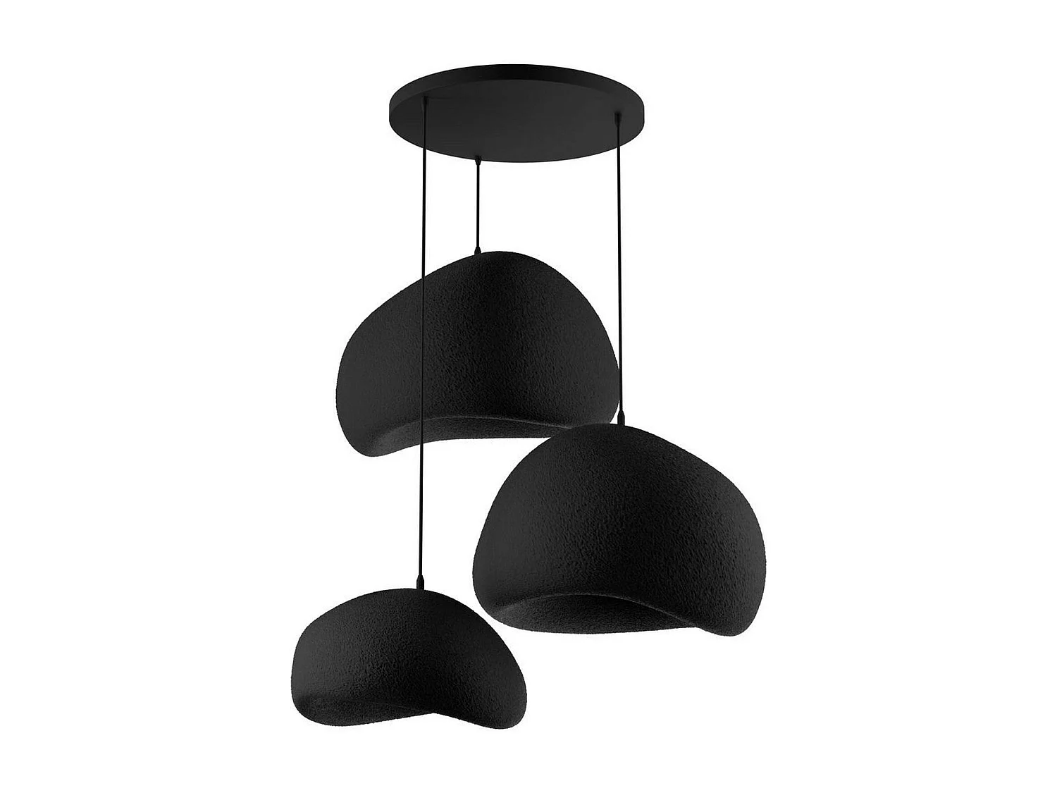 Suspension noire moderne 3 abat-jour organiques 76 cm NOXIS