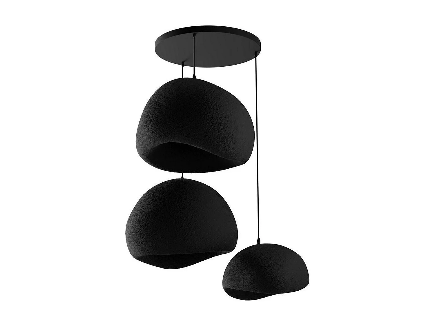 Suspension noire moderne 3 abat-jour organiques 76 cm NOXIS