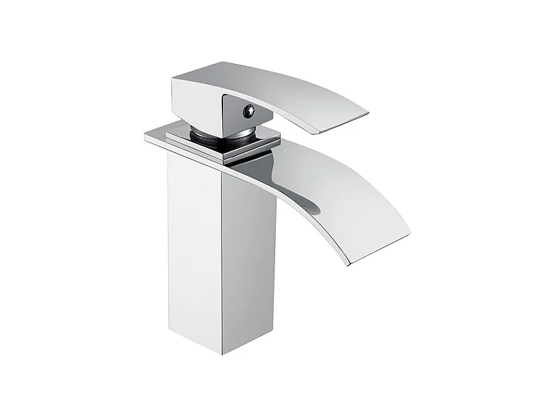 Robinet salle de bain Mitigeur de lavabo cascade, finition chromée, avec flexible