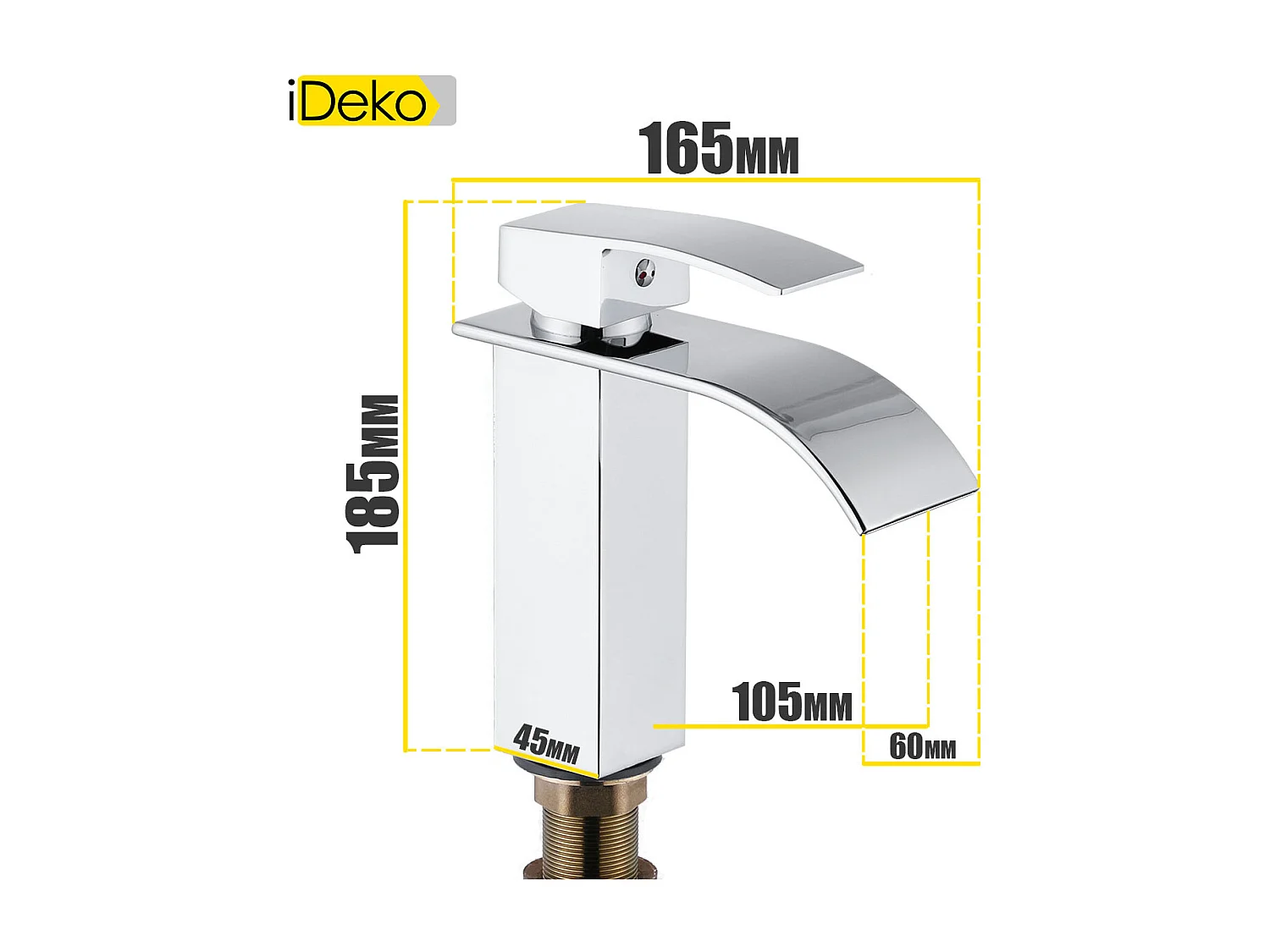 Robinet salle de bain Mitigeur de lavabo cascade, finition chromée, avec flexible