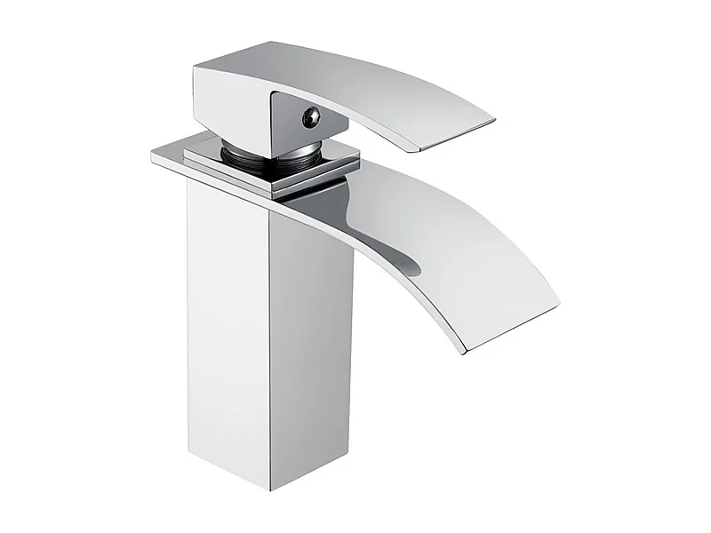 Robinet salle de bain Mitigeur de lavabo cascade, finition chromée, avec flexible