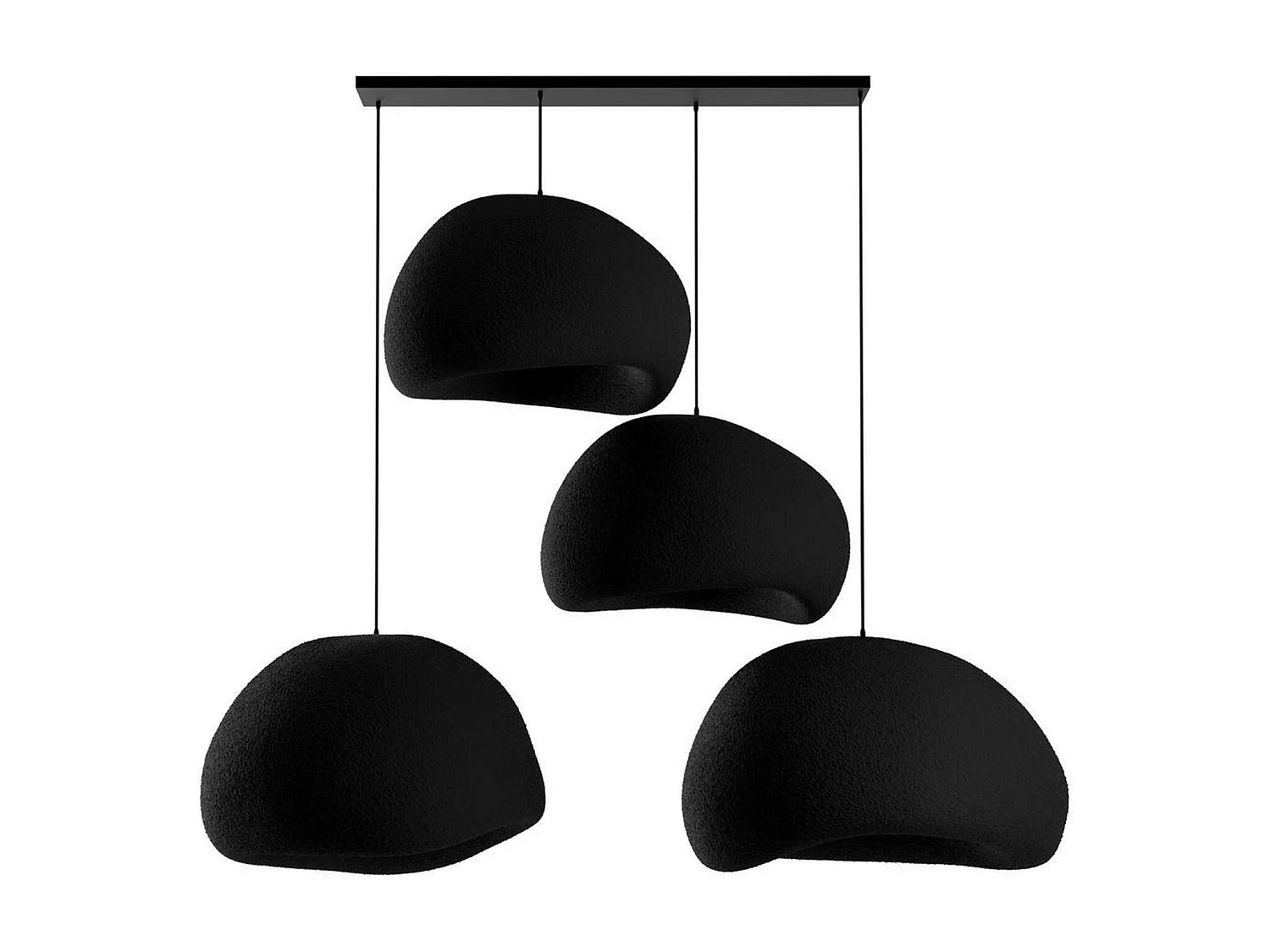 Suspension noire design 4 abat-jour wabi-sabi NOXIS
