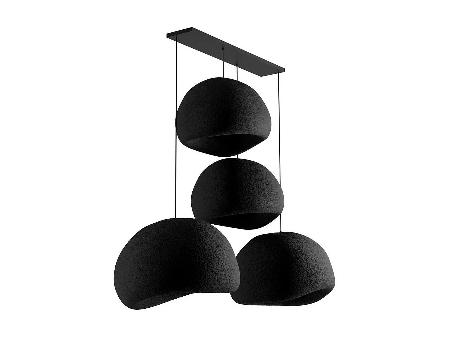 Suspension noire design 4 abat-jour wabi-sabi NOXIS