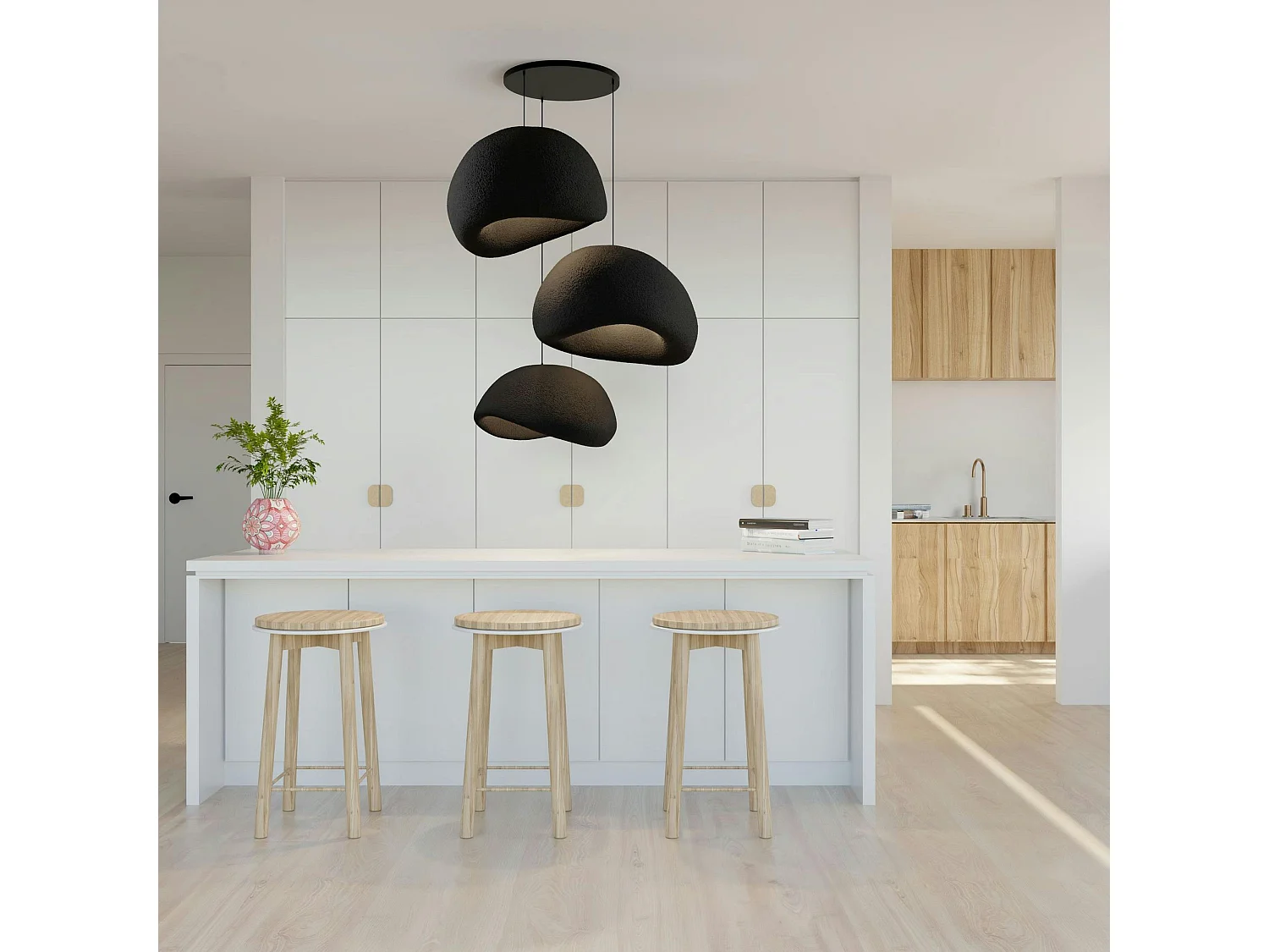 Suspension salle à manger design noire 3 abat-jour NOXIS