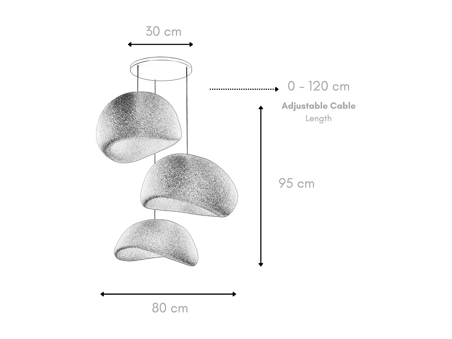 Suspension salle à manger design noire 3 abat-jour NOXIS
