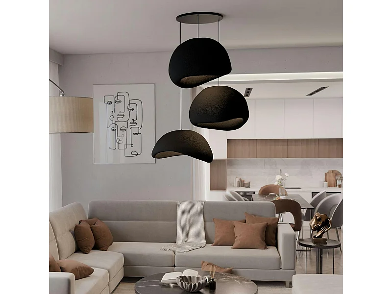 Suspension salle à manger design noire 3 abat-jour NOXIS