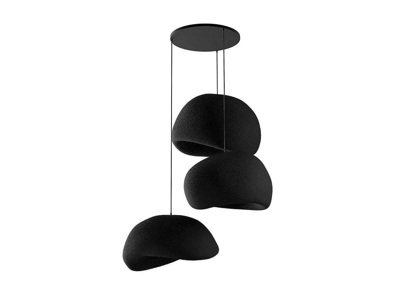 Suspension noire moderne 3 abat-jour organiques 85 cm NOXIS