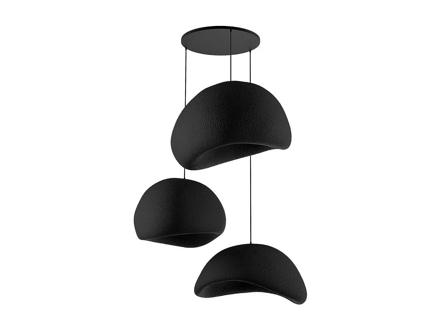 Suspension noire moderne 3 abat-jour organiques 85 cm NOXIS
